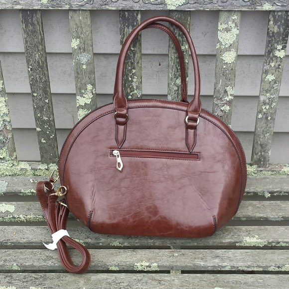 NWT Sorrentino Oval Structured Satchel Handbag With Punched Design - Picture 2 of 16